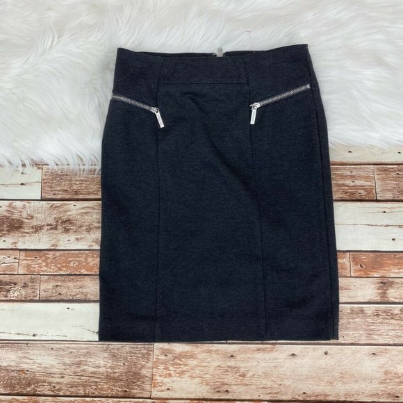 Michael Kors Zip Back Pencil Skirt Size 4 Charcoal - Picture 1 of 6